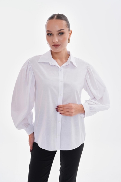 Kolu Büzgülü Kadın Gömlek - Thumbnail