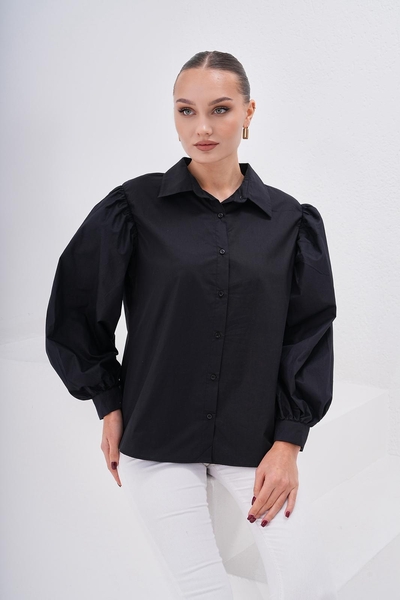 Kolu Büzgülü Kadın Gömlek - Thumbnail