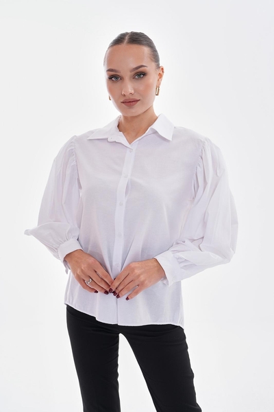 Kolu Büzgülü Kadın Gömlek - Thumbnail