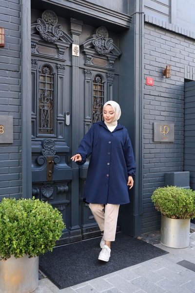 Kapişonlu Uzun Tunik - Thumbnail