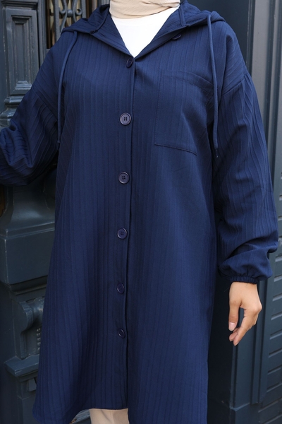 Kapişonlu Uzun Tunik - Thumbnail