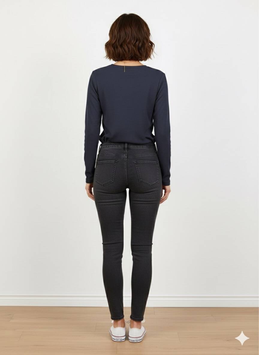 Lacivert Uzun Kol Penye Tişört