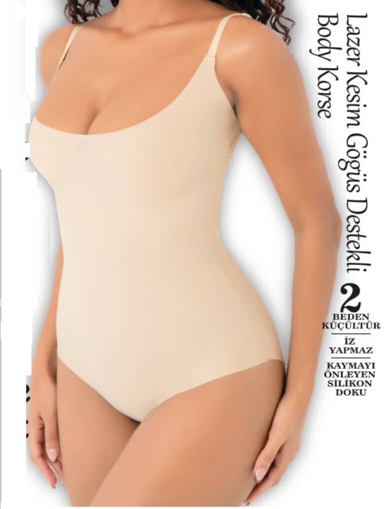 Lazer Kesim Göğüs Destekli İp Askılı Korse