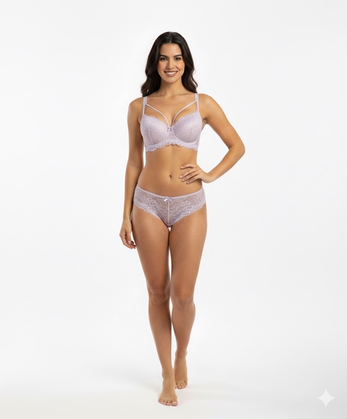 Lila Destekli Çapraz İpli Sutyen Takım - Thumbnail