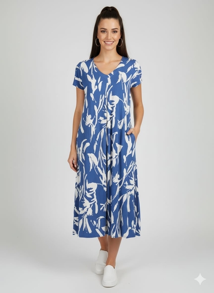  - Mavi Yazlık Penye Elbise