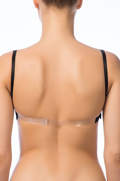 NBB Siyah Sırtı Şeffaf Destekli Straplez Sutyen - Thumbnail