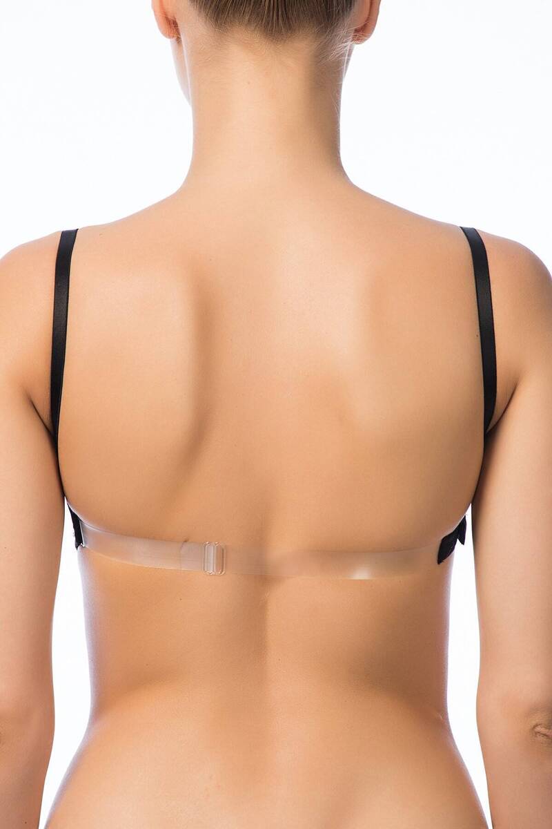 NBB Siyah Sırtı Şeffaf Destekli Straplez Sutyen