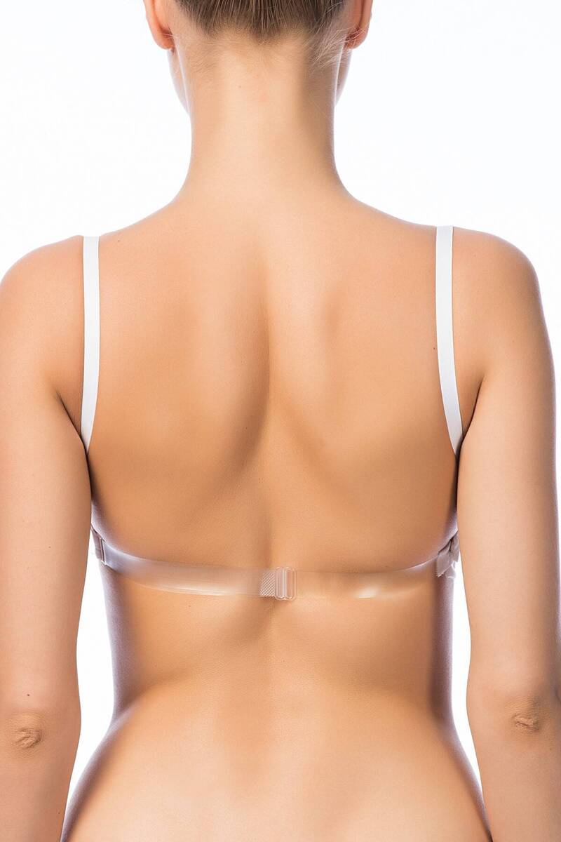 NBB Beyaz Sırtı Şeffaf Straplez Desteksiz Sutyen