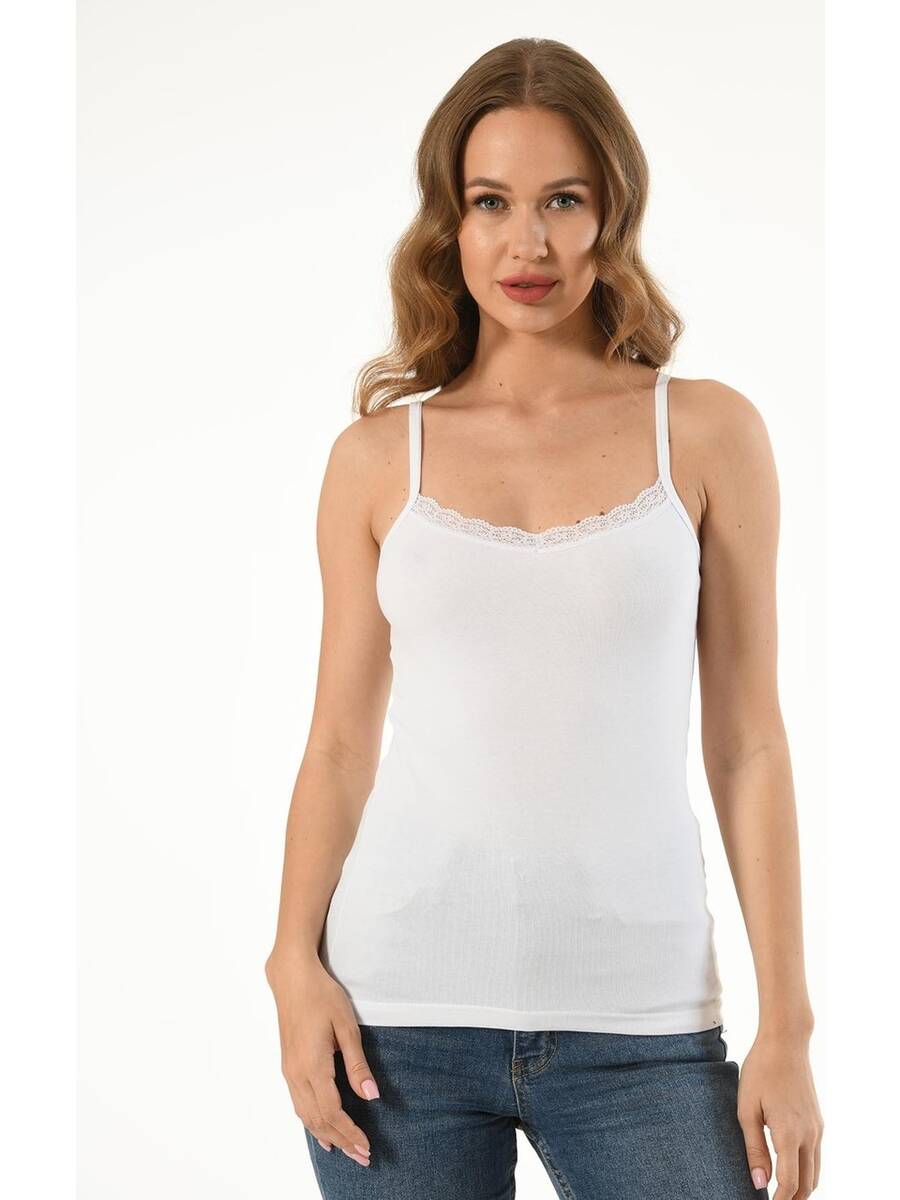 Ön Yaka Dantelli Dar Kesim Kadın Atlet