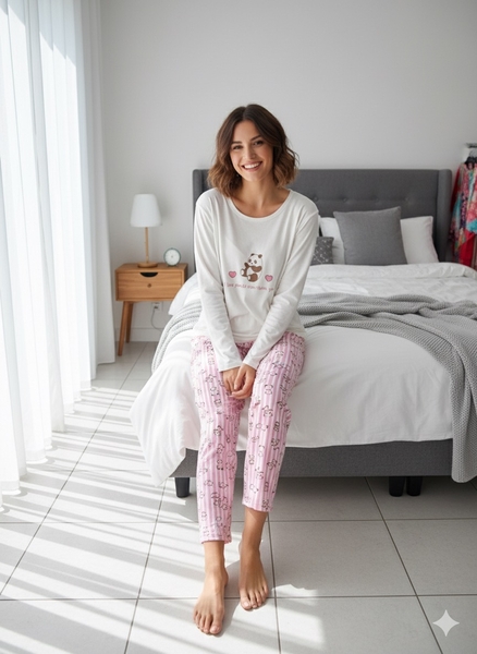  - Panda Baskılı Kadın Pijama Takım