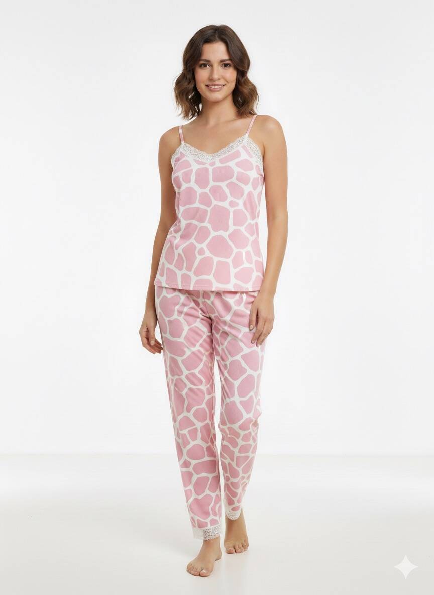 Pembe İp Askılı Pijama Takım