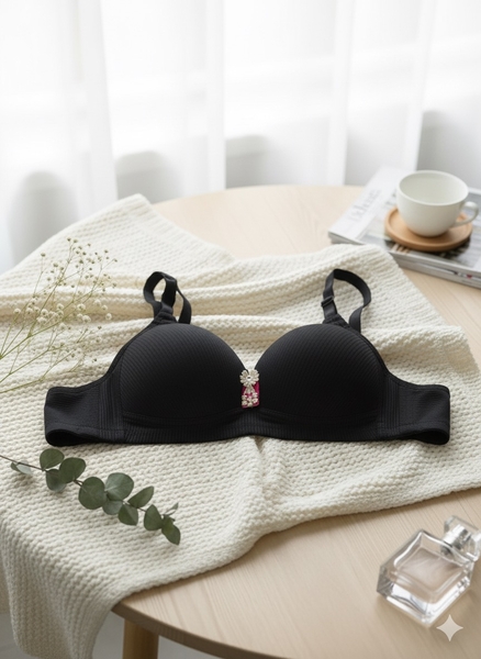  - Siyah Çizgili Telsiz Desteksiz Toparlayıcı Sutyen