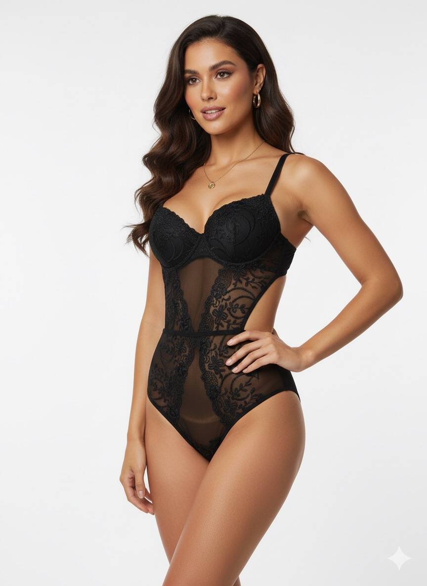 Siyah Destekli Bodysuit