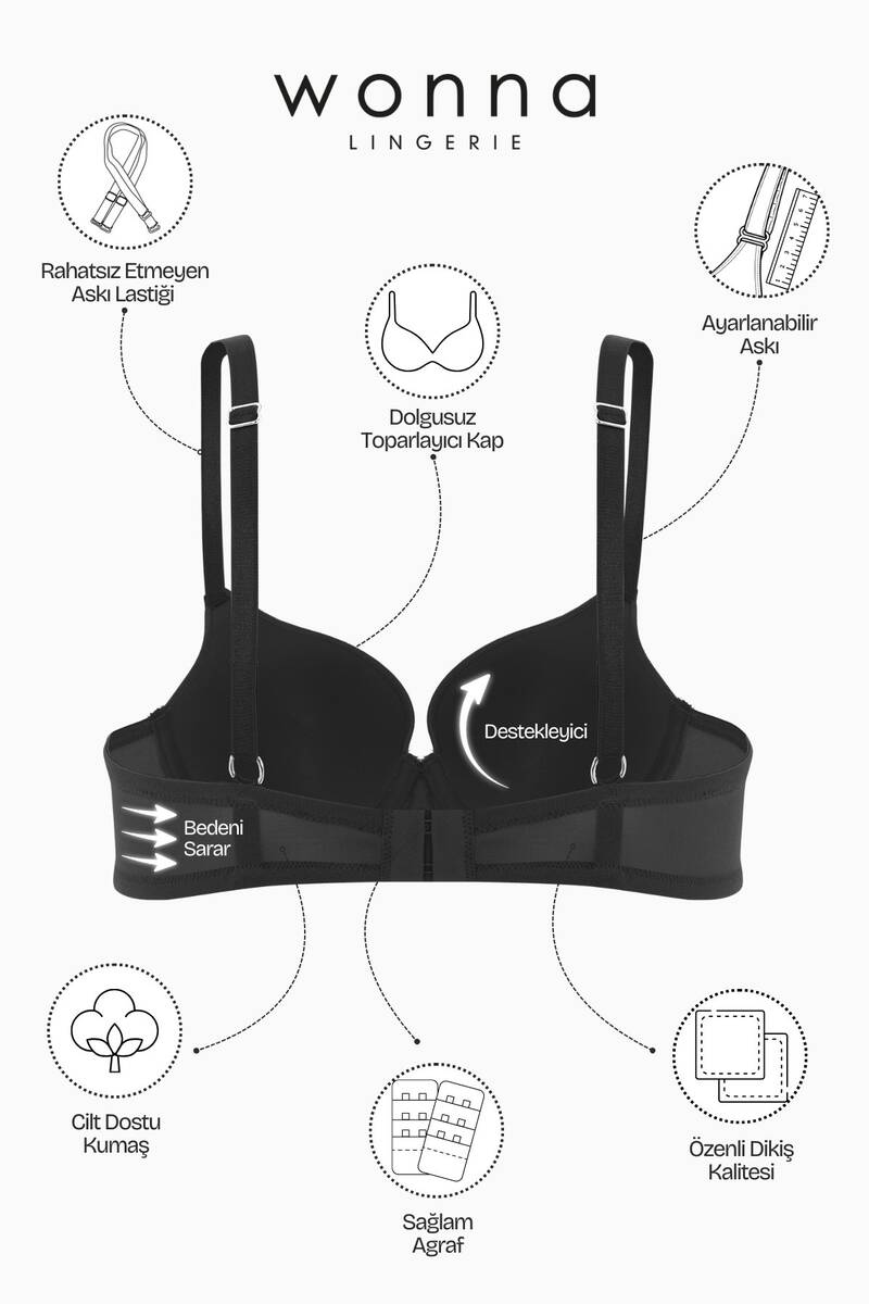 Siyah Çift Destekli Sutyen