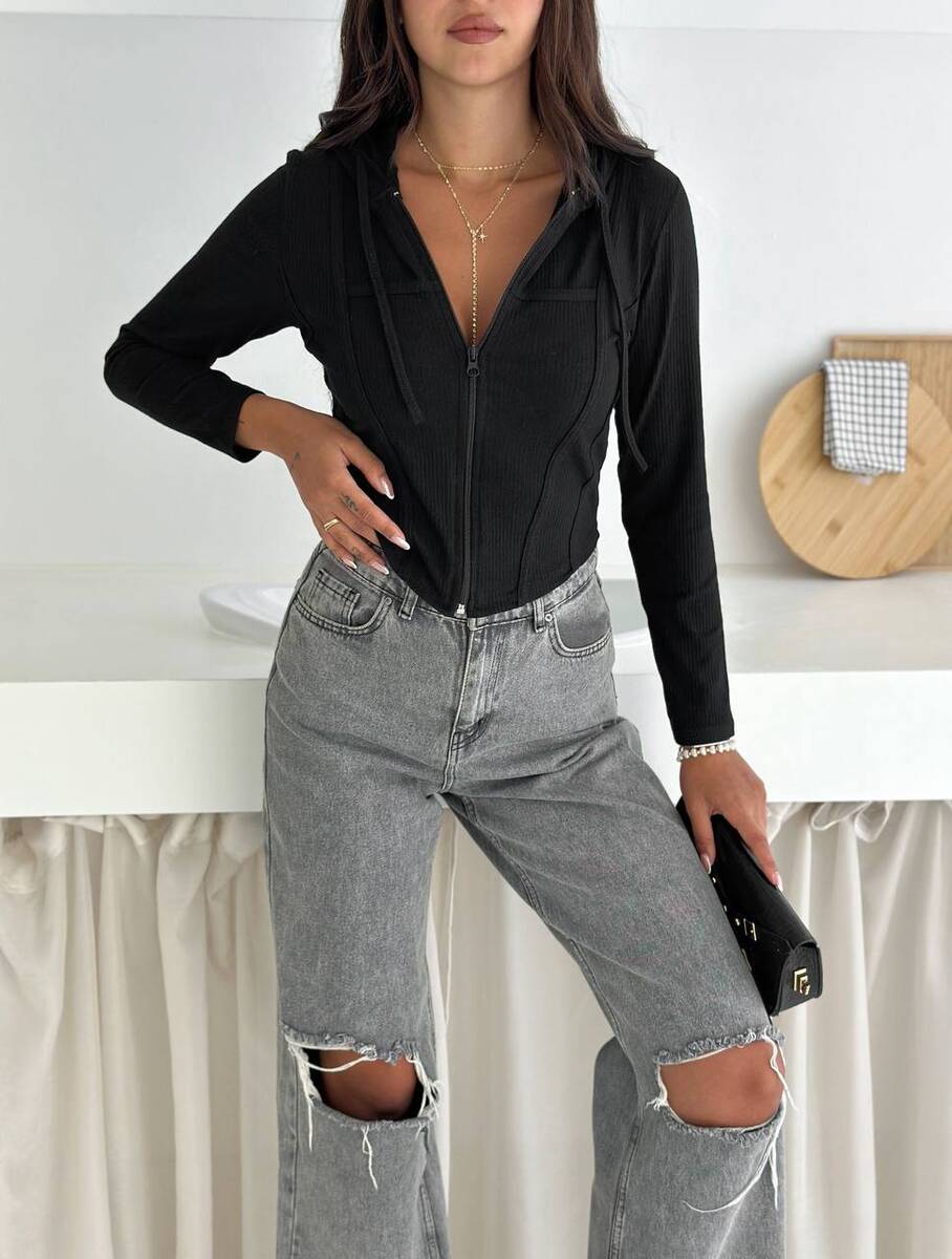 Siyah Fermuarlı Sweet