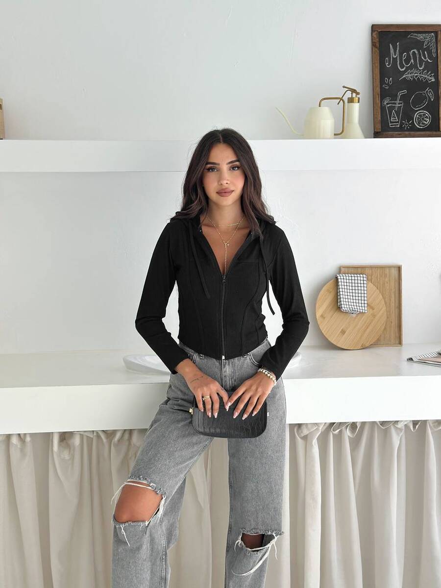 Siyah Fermuarlı Sweet