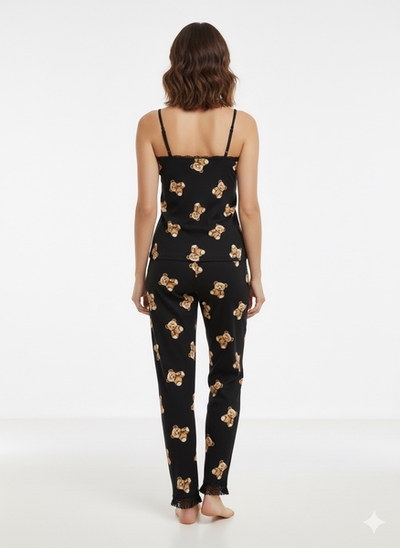 Siyah İp Askılı Pijama Takım - Thumbnail