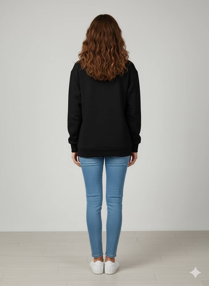 Siyah Kapüşonlu Sweatshirt