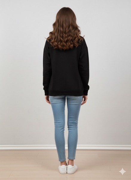 Siyah Kapüşonlu Sweatshirt - Thumbnail