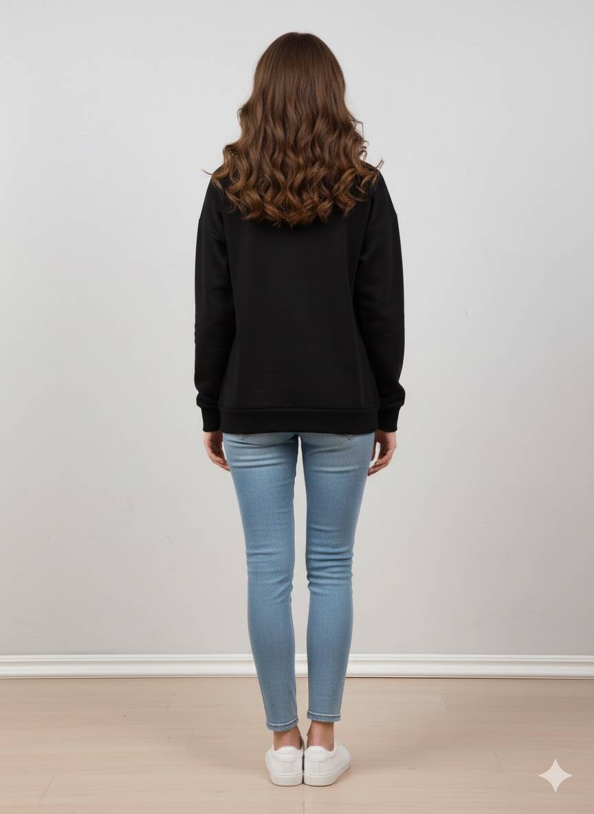 Siyah Kapüşonlu Sweatshirt