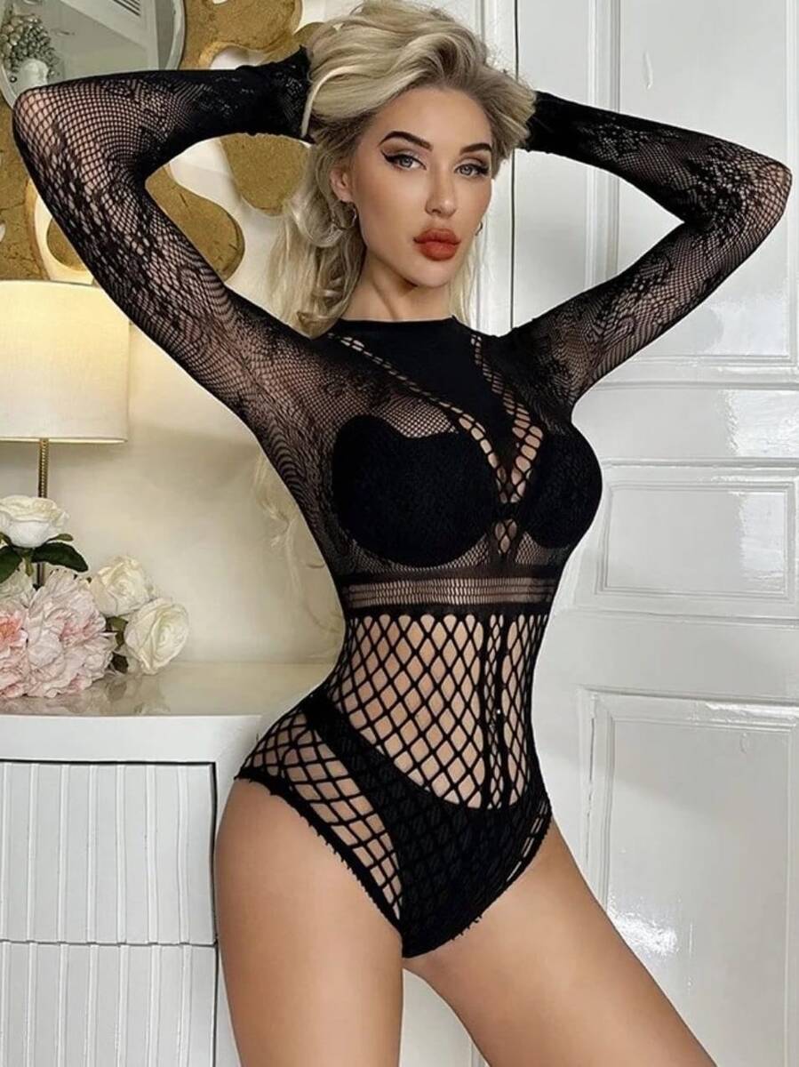 Siyah Omuz Dekolteli Vucüt Çorabı