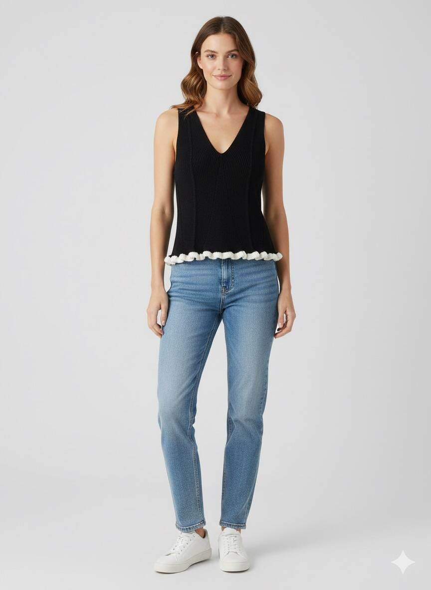 Siyah Triko Kalın Askılı Tişört Siyah Triko Kalın Askılı Tişört