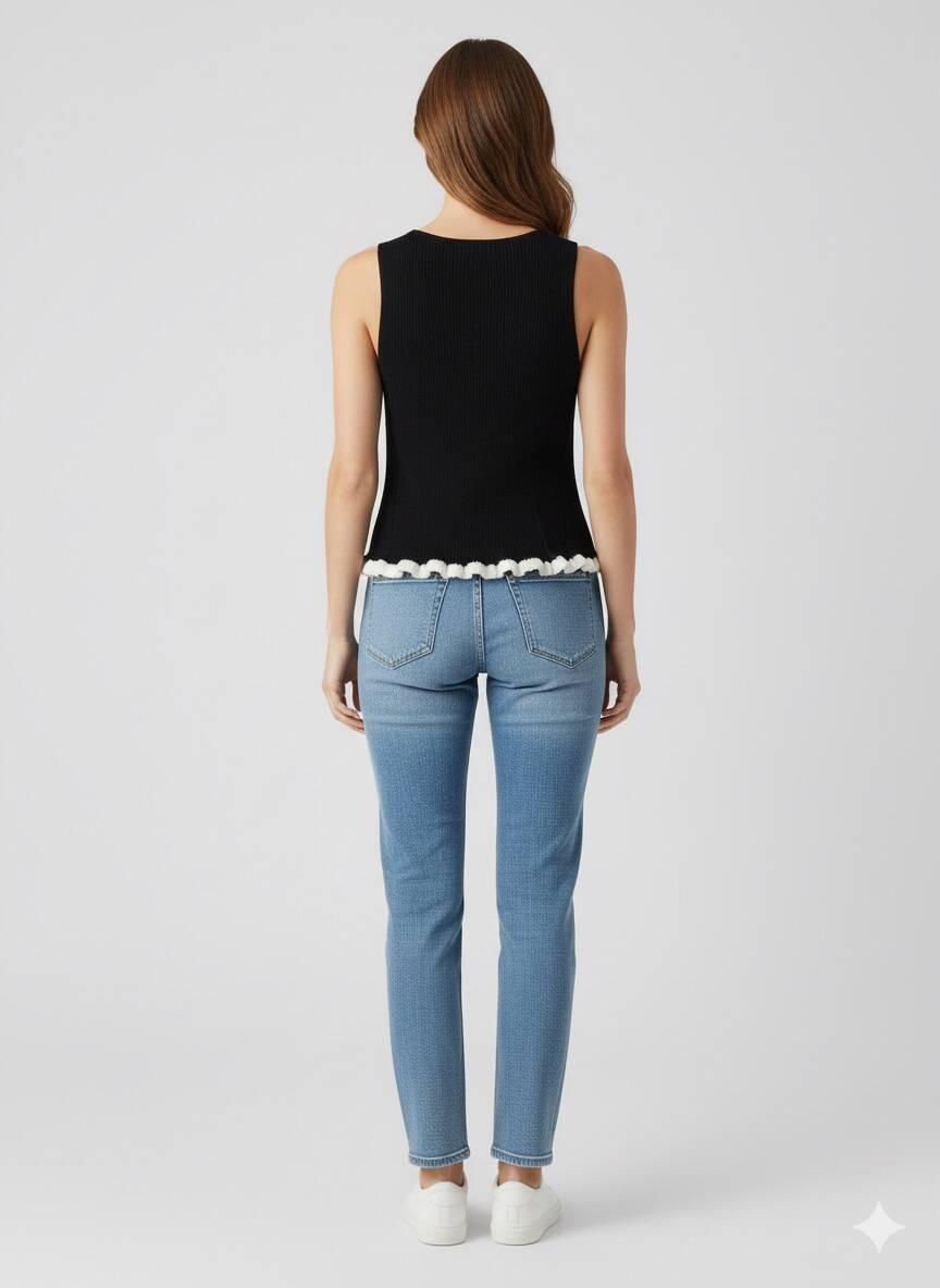 Siyah Triko Kalın Askılı Tişört Siyah Triko Kalın Askılı Tişört