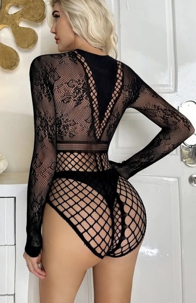 Siyah Uzun Kol Vücut Çorabı - Thumbnail