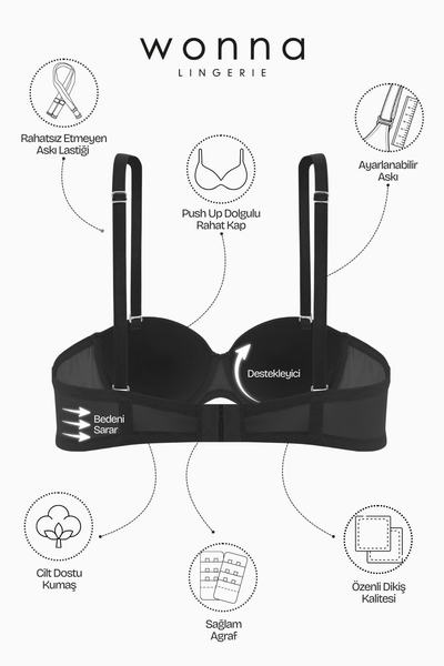 Straplez Siyah Destekli Sutyen - Thumbnail