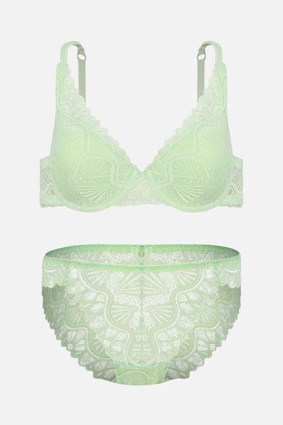  - Su Yeşili Dantel Desteksiz Sutyen Takım