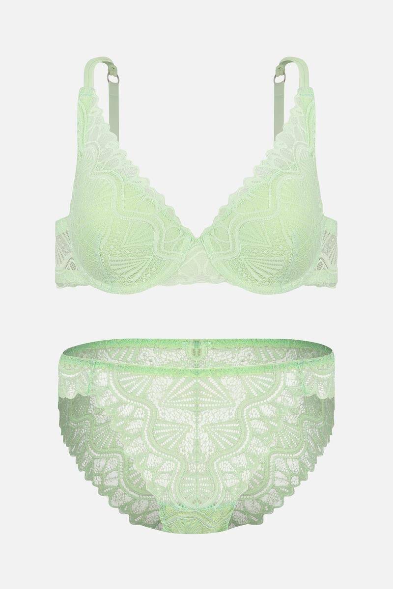 Su Yeşili Dantel Desteksiz Sutyen Takım
