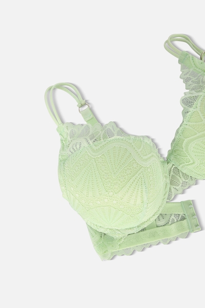 Su Yeşili Dantel Desteksiz Sutyen Takım - Thumbnail
