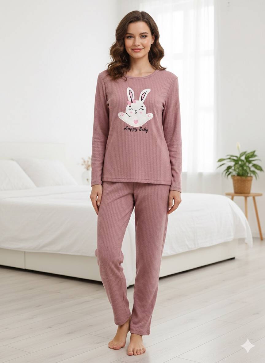 Tavşan Baskılı Kadın Pijama Takım