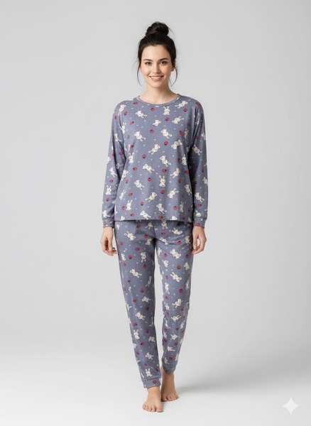  - Tavşan Desenli Pijama Takım