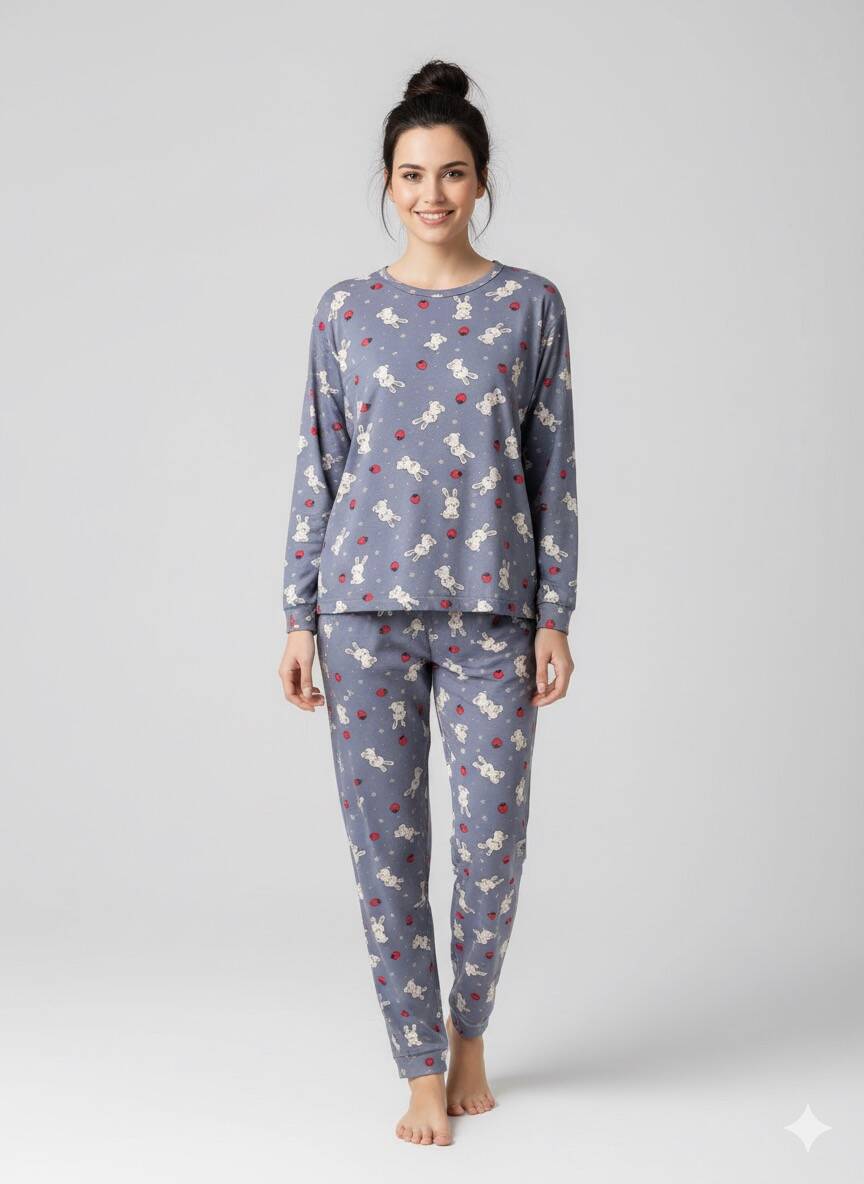 Tavşan Desenli Pijama Takım