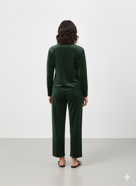 Zümrüt Yeşili Kadife Pijama Takım - Thumbnail